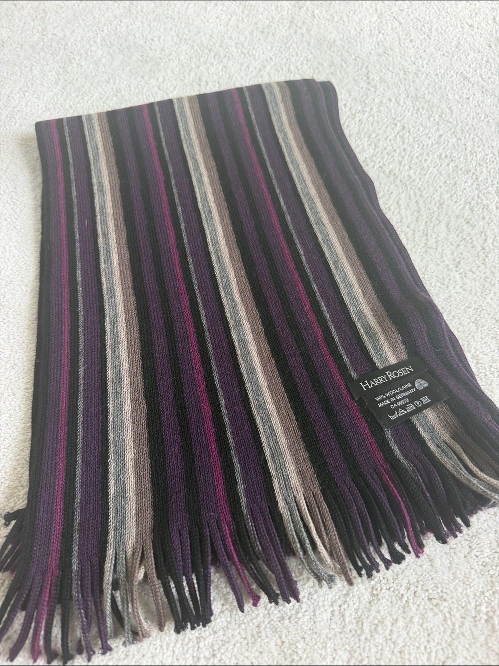 Harry Rosen Men's Striped Purple & Black Knit Scarf